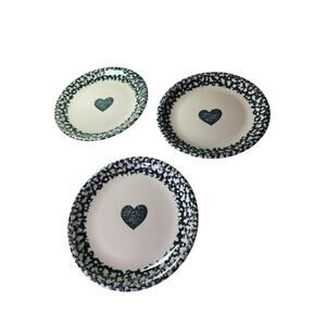 FOLKCRAFT Hearts by Tienshan Green Country Cottage10.5" Dinner Plates Set of 3